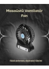 Şarjlı USB Fan – Masaüstü Mini Vantilatör, Taşınabilir, Işıklı, 3 Kademeli, Sessiz