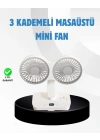 Sessiz Çalışan USB Şarjlı Çift Kafalı Masaüstü Fan – Ev ve Ofis İçin