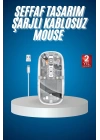 Sessiz Tıklama Çift Modlu Bluetooth Ve Alıcı Şeffaf Mouse Fare