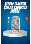 Sessiz Tıklama Çift Modlu Bluetooth Ve Alıcı Şeffaf Mouse Fare