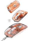 Sessiz Tıklama Çift Modlu Bluetooth Ve Alıcı Şeffaf Mouse Fare