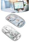 Sessiz Tıklama Çift Modlu Bluetooth Ve Alıcı Şeffaf Mouse Fare