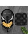 Siyah Isıya Dayanıklı Yıkanılabilir Silikon Fırın Ve Airfryer Kare Model Pişirme Matı 21,5 Cm