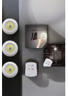 Spot Lamba Led Işık 3lü Uzaktan Kumandalı Pilli Yapışkanlı Kablosuz