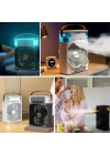 Taşınabilir 3 Farklı Mod Ayarlı 7 Farklı Led Işıklı Sulu Soğutmalı Taşınabilir Masaüstü USB Fan Vantilatör