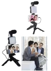Telefon Tutucu Led Işıklı Kumandalı Mikrofon Telefon Vlog Video Kayıt