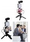 Telefon Tutucu Led Işıklı Kumandalı Mikrofon Telefon Vlog Video Kayıt