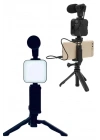 Telefon Tutucu Led Işıklı Kumandalı Mikrofon Telefon Vlog Video Kayıt
