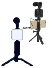 Telefon Tutucu Led Işıklı Kumandalı Mikrofon Telefon Vlog Video Kayıt