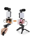 Telefon Tutucu Mikrofonlu Işıklı Youtuber Video Kayıt
