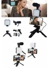 Telefon Tutucu Mikrofonlu Işıklı Youtuber Video Kayıt