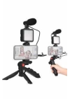 Telefon Tutucu Mini Mikrofonlu Tripod Vlog Çekim Video