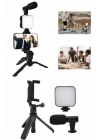 Telefon Tutucu Mini Mikrofonlu Tripod Vlog Çekim Video