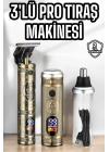 Tıraş Makinesi Üç Başlıklı Saç Sakal ve Vücut Tıraşına Uygun