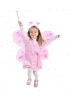 Toz Pembe Renk Kelebek Kanadı Tacı Ve Sopası 50x37 Cm