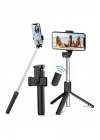 Tripod Selfie Çubuğu Bluetooth Kumandalı Kablosuz Led Işıklı