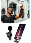 Type C Uyumlu İphone Dönüştürücülü Kablosuz Yaka Mikrofonu Android ve İphone Uyumlu Mini Mikrofon