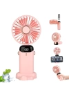 USB Şarjlı Taşınabilir Katlanabilir El Fanı Pembe Renk
