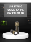 USB Type-C Girişli Şarjlı AA Lityum Pil | 1.5V Sabit Çıkış | 3200mWh (2li Paket)