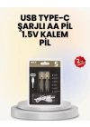 USB Type-C ile Hızlı Şarj Edilebilen AA Lityum Pil