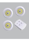 Uzaktan Kumanda İle Kontrol Edilebilen Yapışkanlı 3 Lü Kablosuz Led Spot Lamba