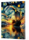 Van Gogh 2 - Gemi Çizgili Yan Boyamalı Defter