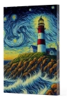 Van Gogh 8 - Deniz Feneri Çizgili Yan Boyamalı Defter