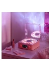 Waves Nostalji Plak Görünümlü Bluetooth Hoparlör 3d Ses Dalgası Retro Müzik Plak Pembe