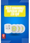 Yapışkanlı 3lü Spot Led Işık Lamba Montajsız Pilli Uzaktan Kumandalı