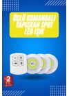 Yapışkanlı 3lü Spot Led Işık Lamba Montajsız Pilli Uzaktan Kumandalı