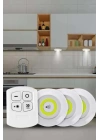 Yapışkanlı 3lü Spot Led Işık Lamba Montajsız Pilli Uzaktan Kumandalı