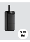 Yüksek Kapasiteli 50.000 mAh Powerbank – Type-C, Lightning ve Micro USB Uyumlu, Çoklu Cihaz Şarj Özellikli