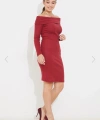Kadın Madonna Yaka Bordo Kaşkorse Kısa Elbise