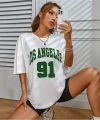 Los Angeles Baskılı Oversize Kalıp Unisex T-shirt