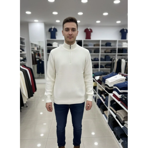 Fitilli Fermuarlı Triko Kazak