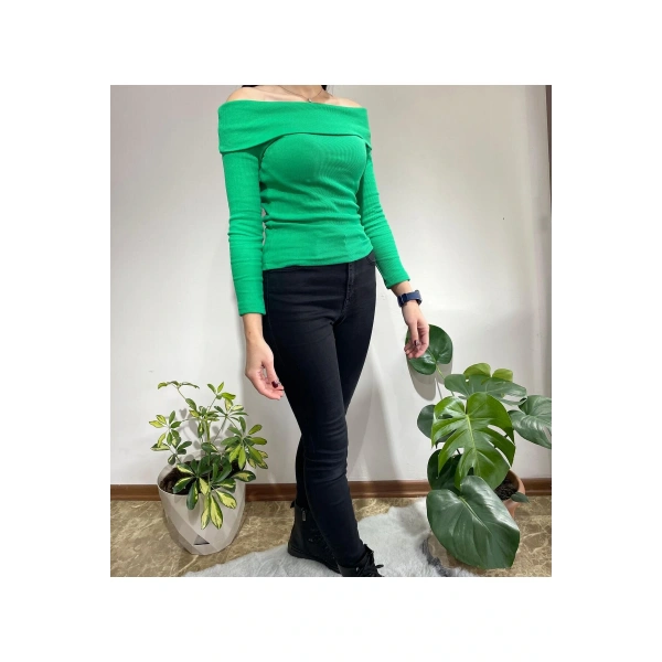 Kadın Kaşkorse Fitilli Madonna Yaka Body