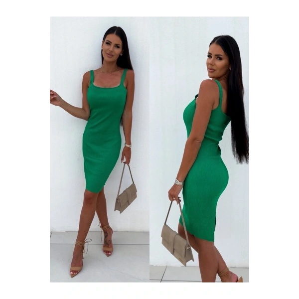 Siyah Askılı Elbise Kaşkorse Diz Üstü