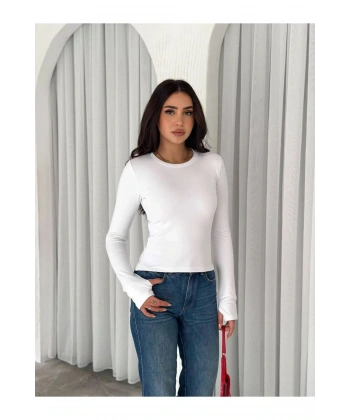 Bisiklet Yaka Parmak Geçmeli Body Dalgıç Premium Kumaş