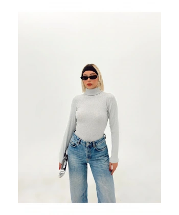 Kadın Düz Renk Balıkcı Yaka Bluz