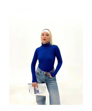 Kadın Düz Renk Balıkcı Yaka Bluz