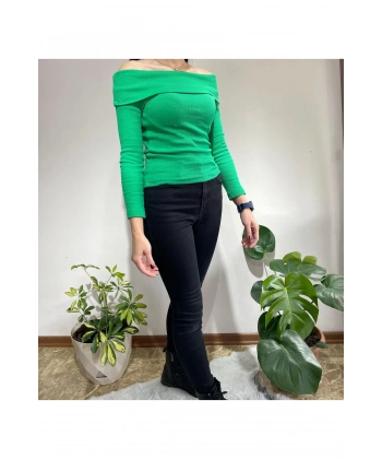 Kadın Kaşkorse Fitilli Madonna Yaka Body