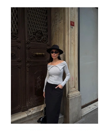 Kadın Madonna Yaka Omuz Dekolteli Bluz / Body / Triko