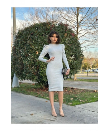 Karpuz Kol Triko Elbise-siyah