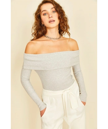 Madonna Yaka Kaşkorse Body Gri