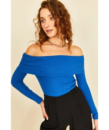 Saks Mavi Madonna Yaka Kaşkorse Body