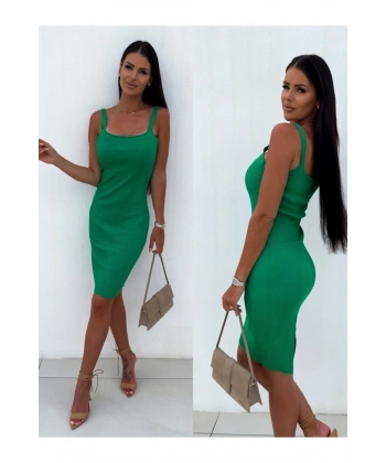 Siyah Askılı Elbise Kaşkorse Diz Üstü