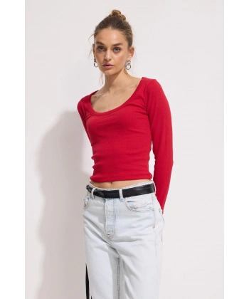 Yuvarlak Yaka Fitilli Üst