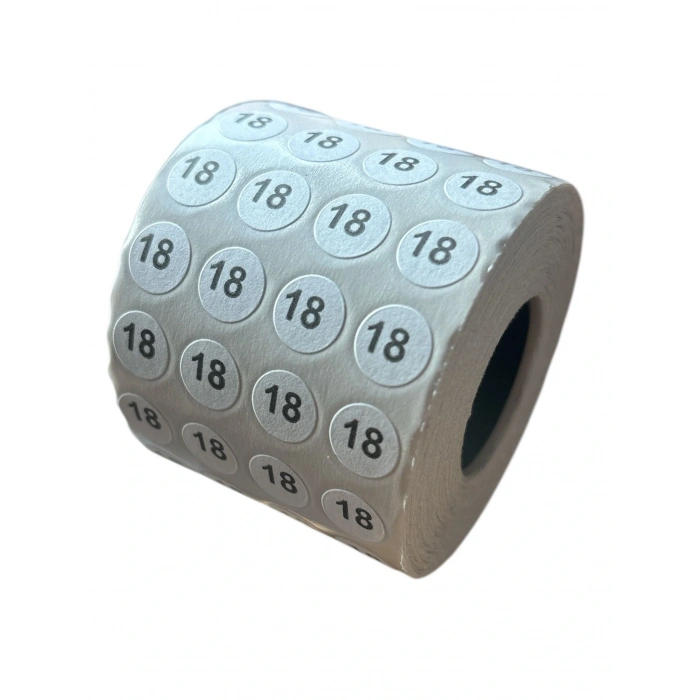 18NO Yapışkanlı Sticker Etiket Beden Etiketi (5000 ADET)