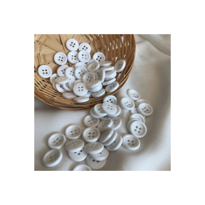 24 Boy 4 Delikli Beyaz Pantolon Düğmesi ( 1000 Adet )