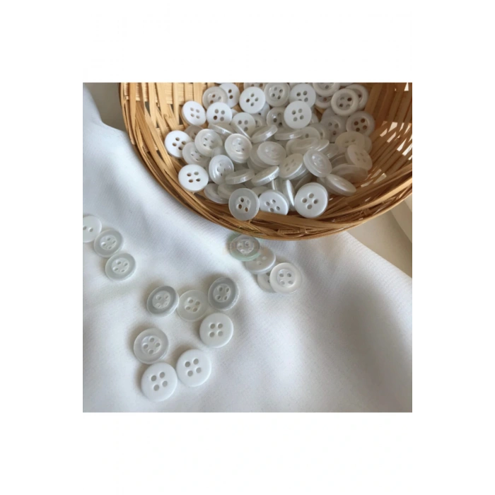 18 Boy Beyaz Tombul Düğme - Gömlek Düğmesi ( 1000 Adet )
